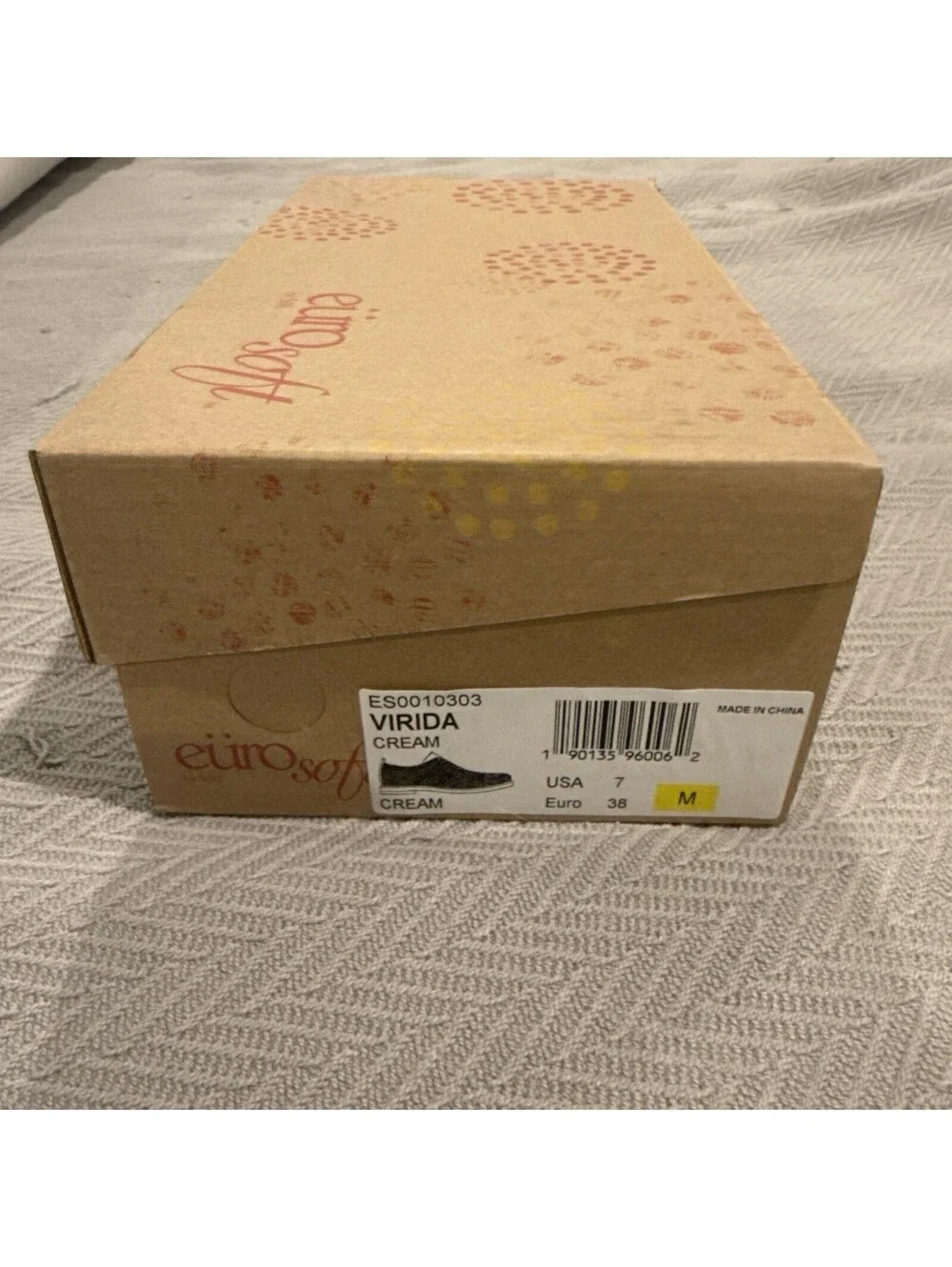 Eurosoft Virida Knit Oxford Shoes Women’s 7 Cream Comfort Lace Up NIB